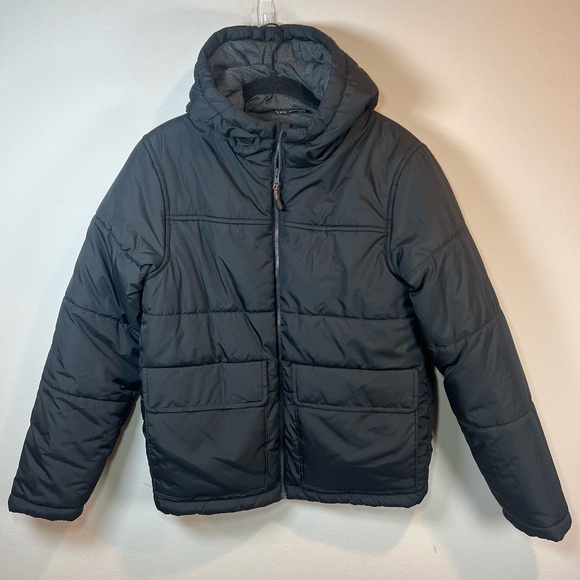 DSG Dick’s Sporting Goods Kids Hooded Puffer Coat Black Lined Pockets Size Large - Picture 1 of 13